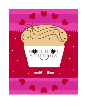 Boy cupcake with hearts and stripes