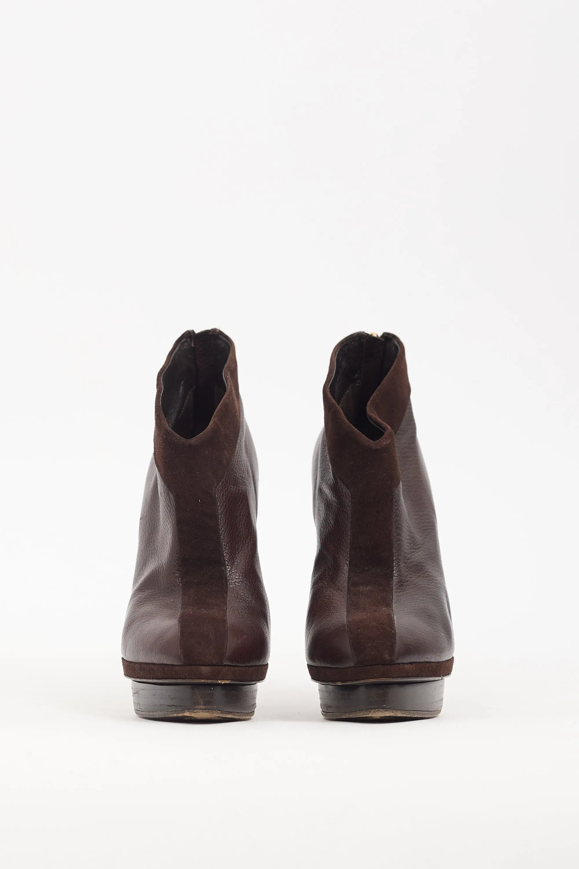 Brown Leather & Suede Platform Boot