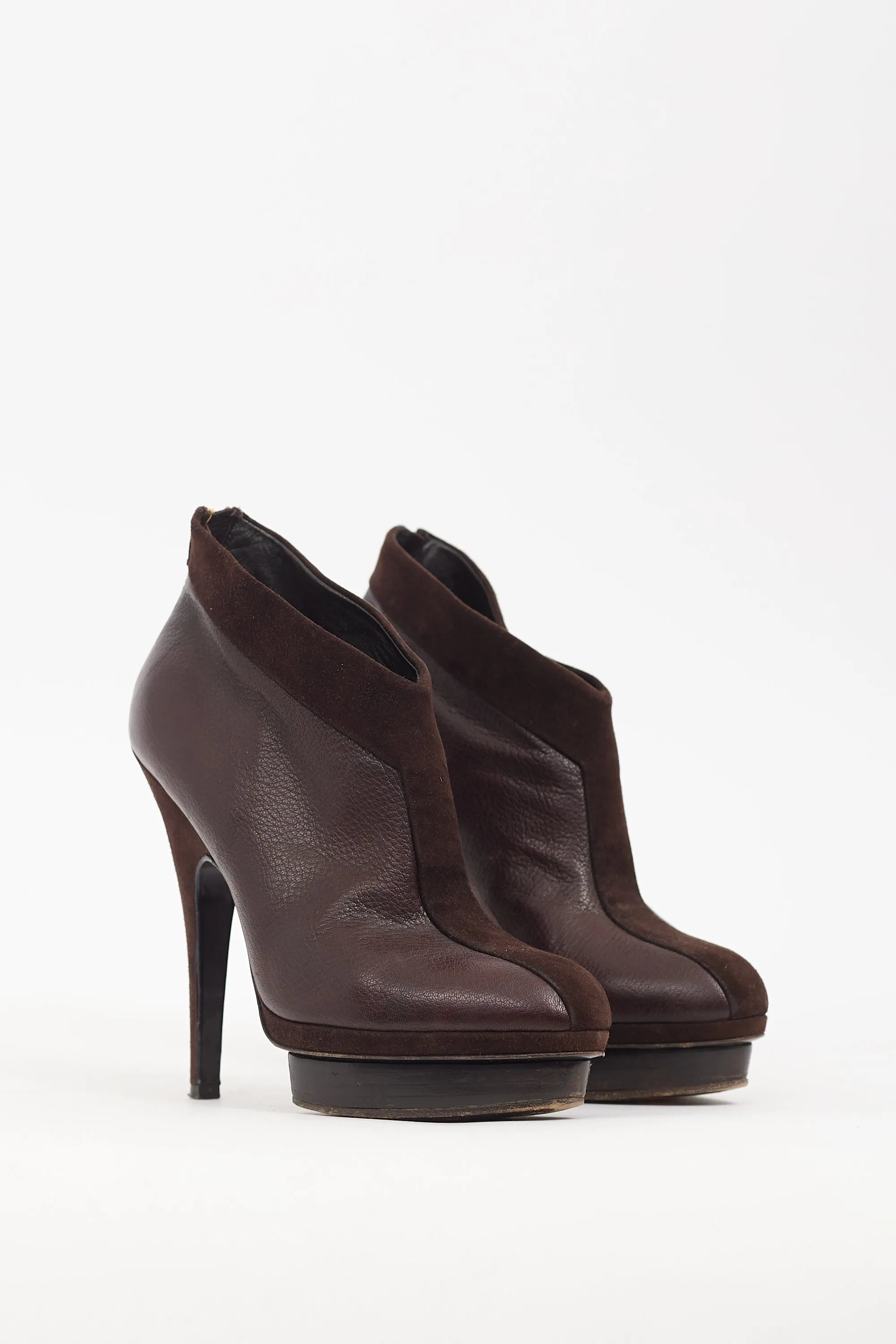 Brown Leather & Suede Platform Boot