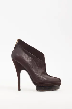 Brown Leather & Suede Platform Boot