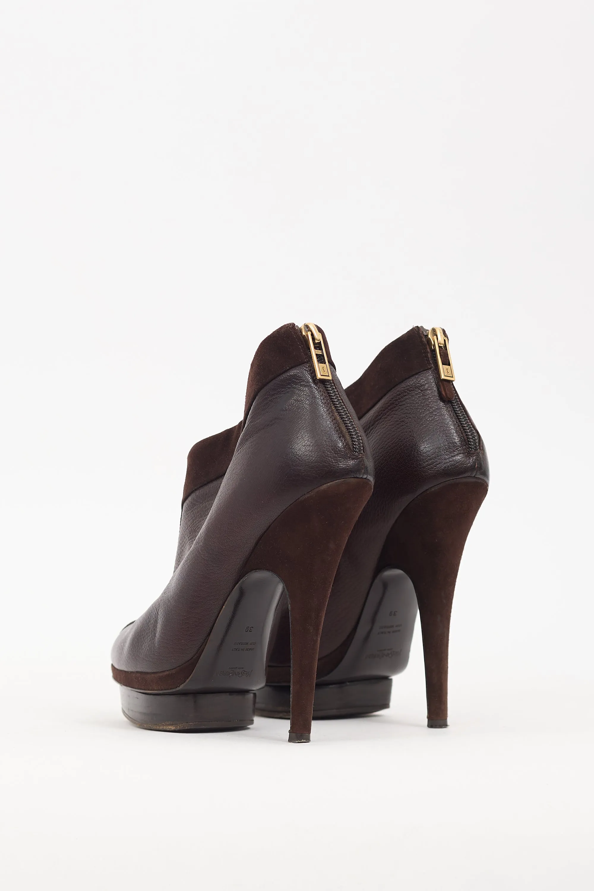 Brown Leather & Suede Platform Boot