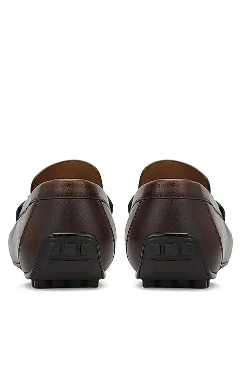 Brown Leather Moccasins With Logo