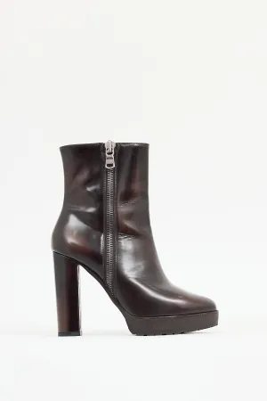 Brown Patent Leather Platform Boot
