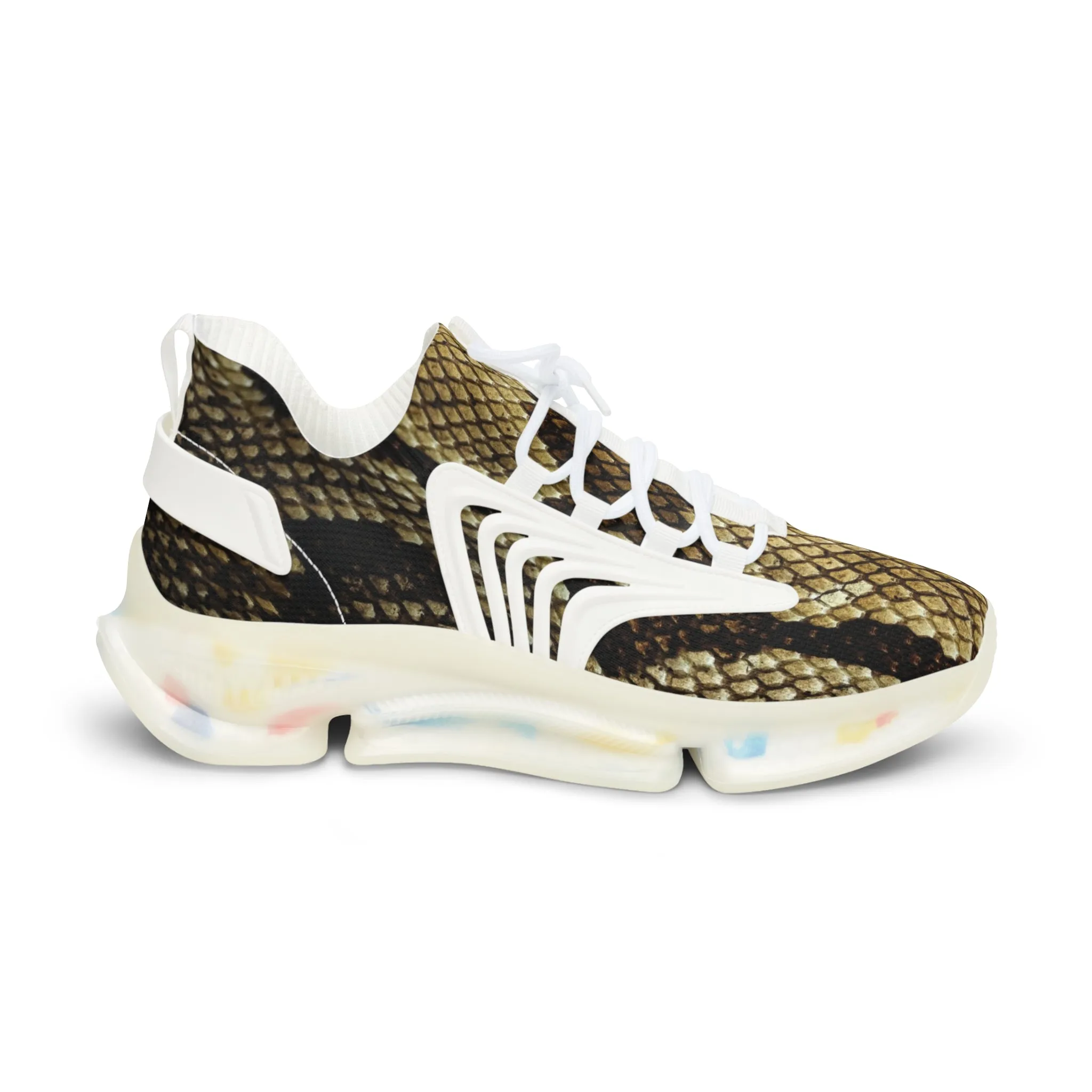 Brown Snake Men's Mesh Sneakers, Snake Print Men's Sneakers Best Comfy Men's Mesh Sports Sneakers Shoes (US Size: 5-12)