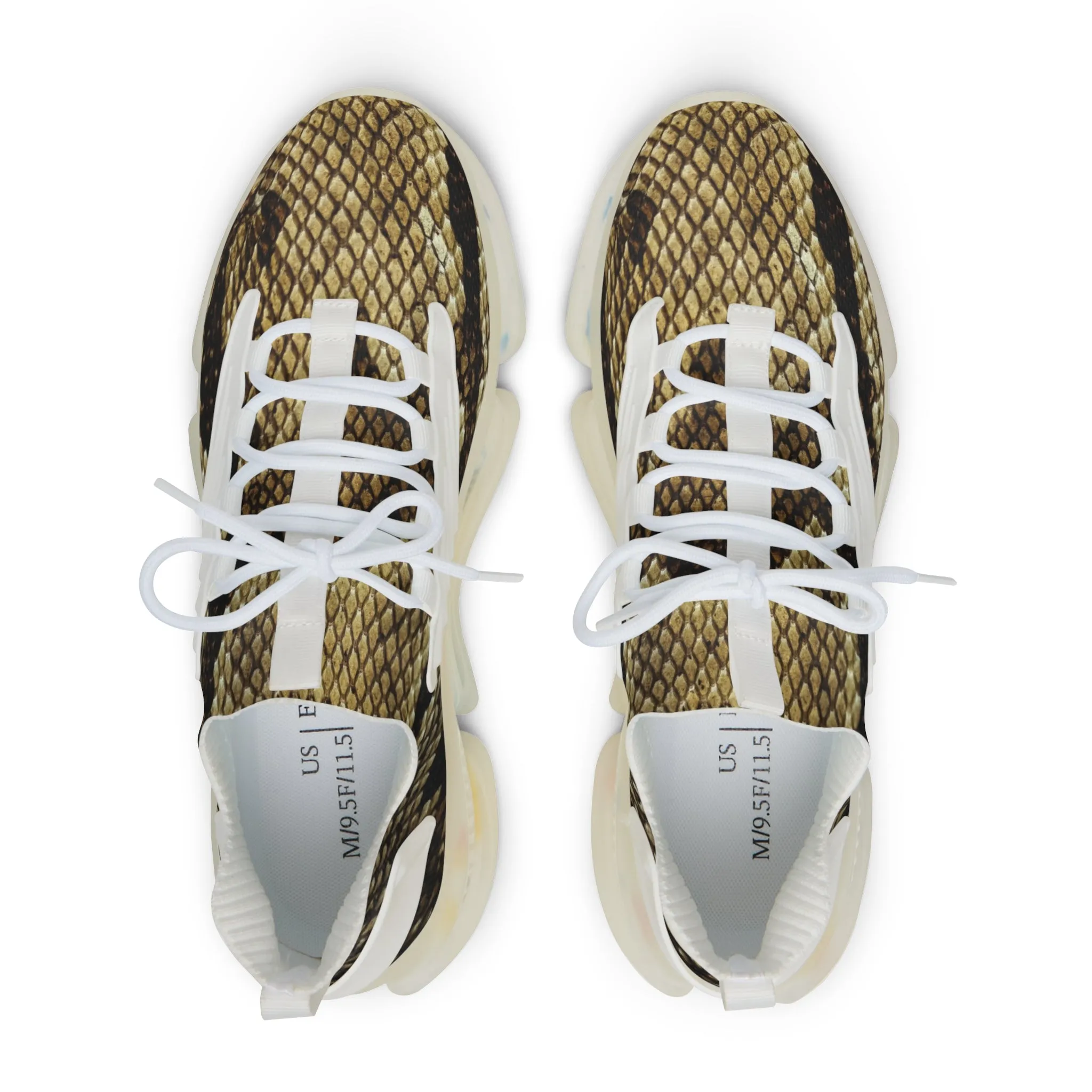 Brown Snake Men's Mesh Sneakers, Snake Print Men's Sneakers Best Comfy Men's Mesh Sports Sneakers Shoes (US Size: 5-12)
