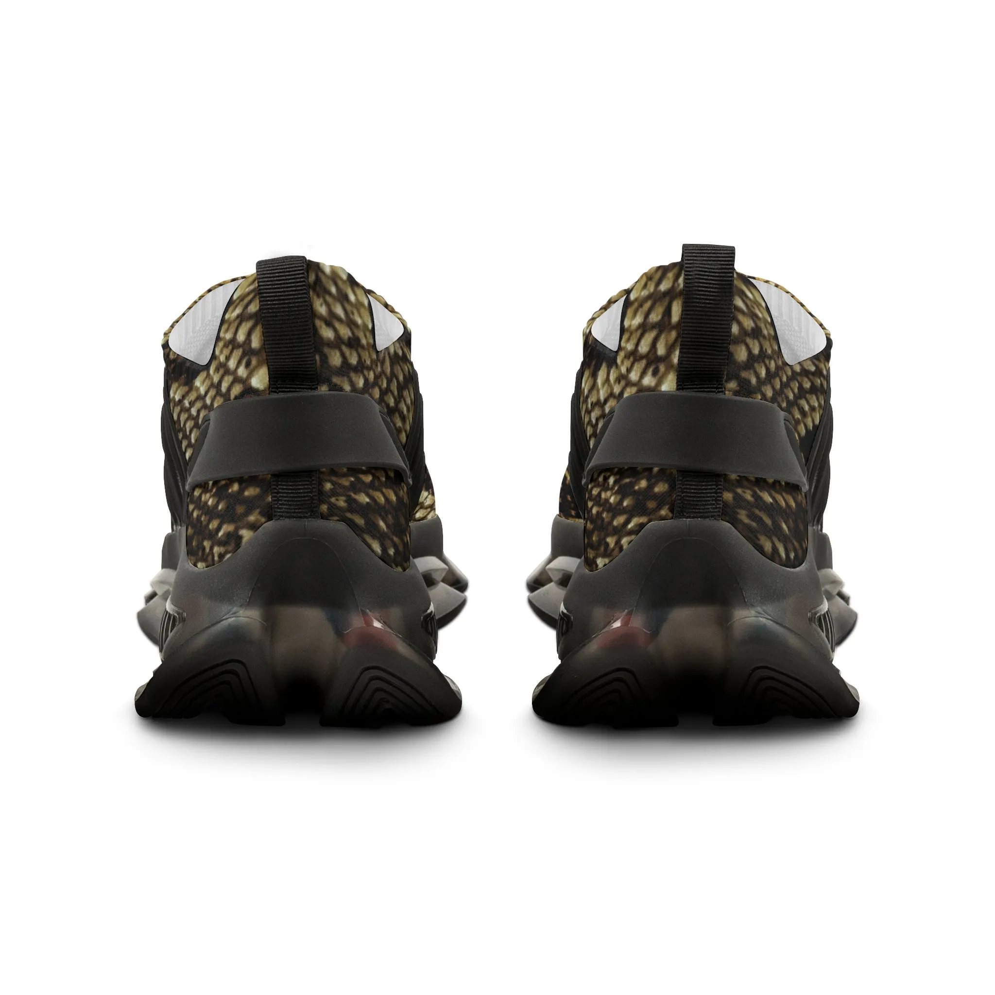 Brown Snake Men's Mesh Sneakers, Snake Print Men's Sneakers Best Comfy Men's Mesh Sports Sneakers Shoes (US Size: 5-12)