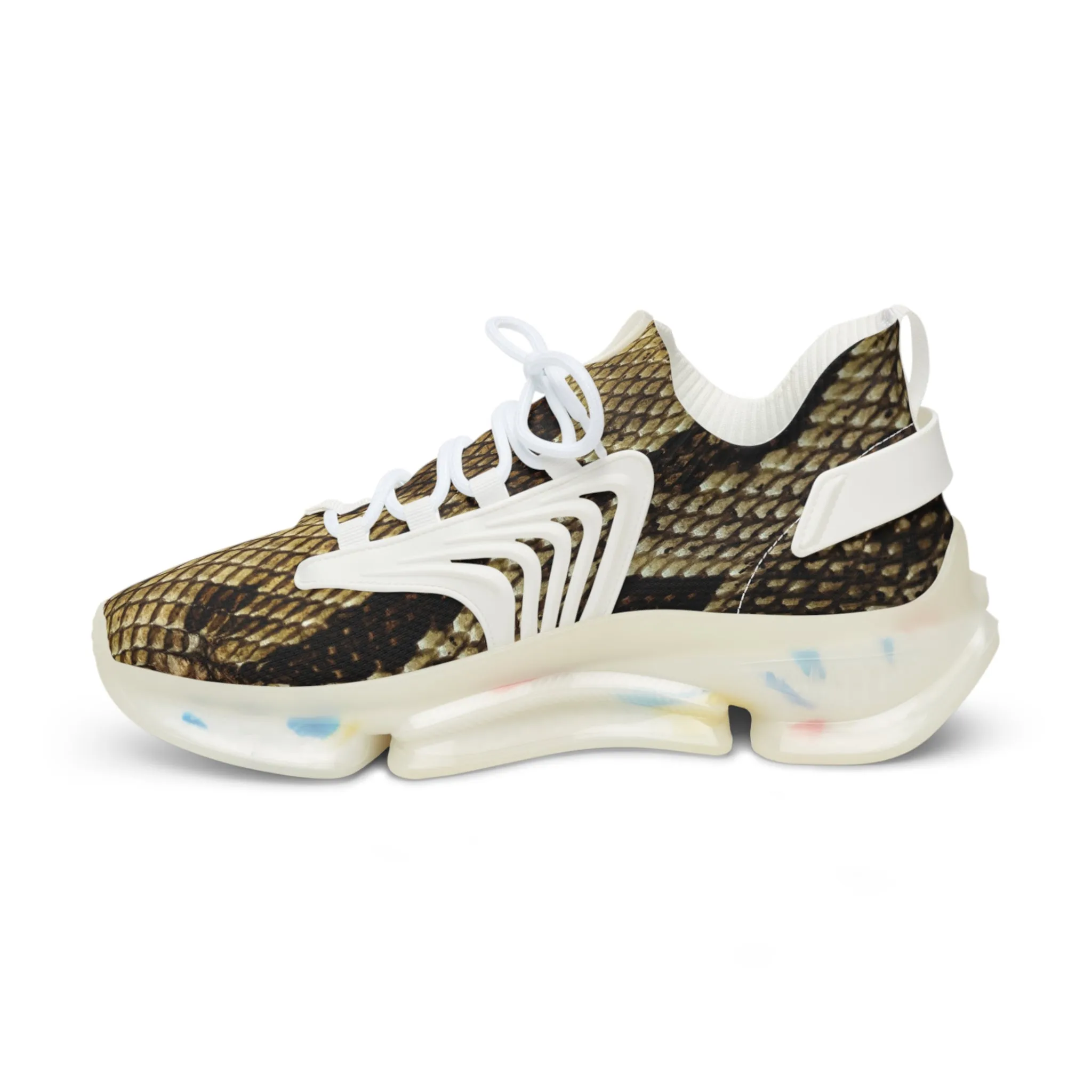 Brown Snake Men's Mesh Sneakers, Snake Print Men's Sneakers Best Comfy Men's Mesh Sports Sneakers Shoes (US Size: 5-12)