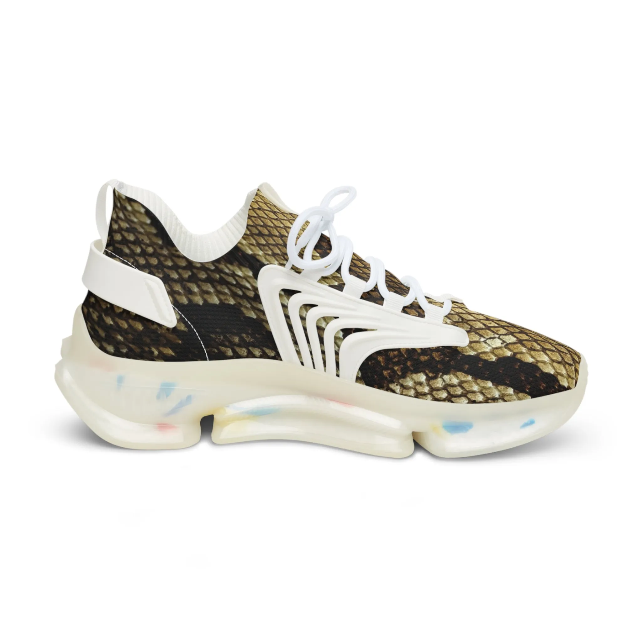 Brown Snake Men's Mesh Sneakers, Snake Print Men's Sneakers Best Comfy Men's Mesh Sports Sneakers Shoes (US Size: 5-12)
