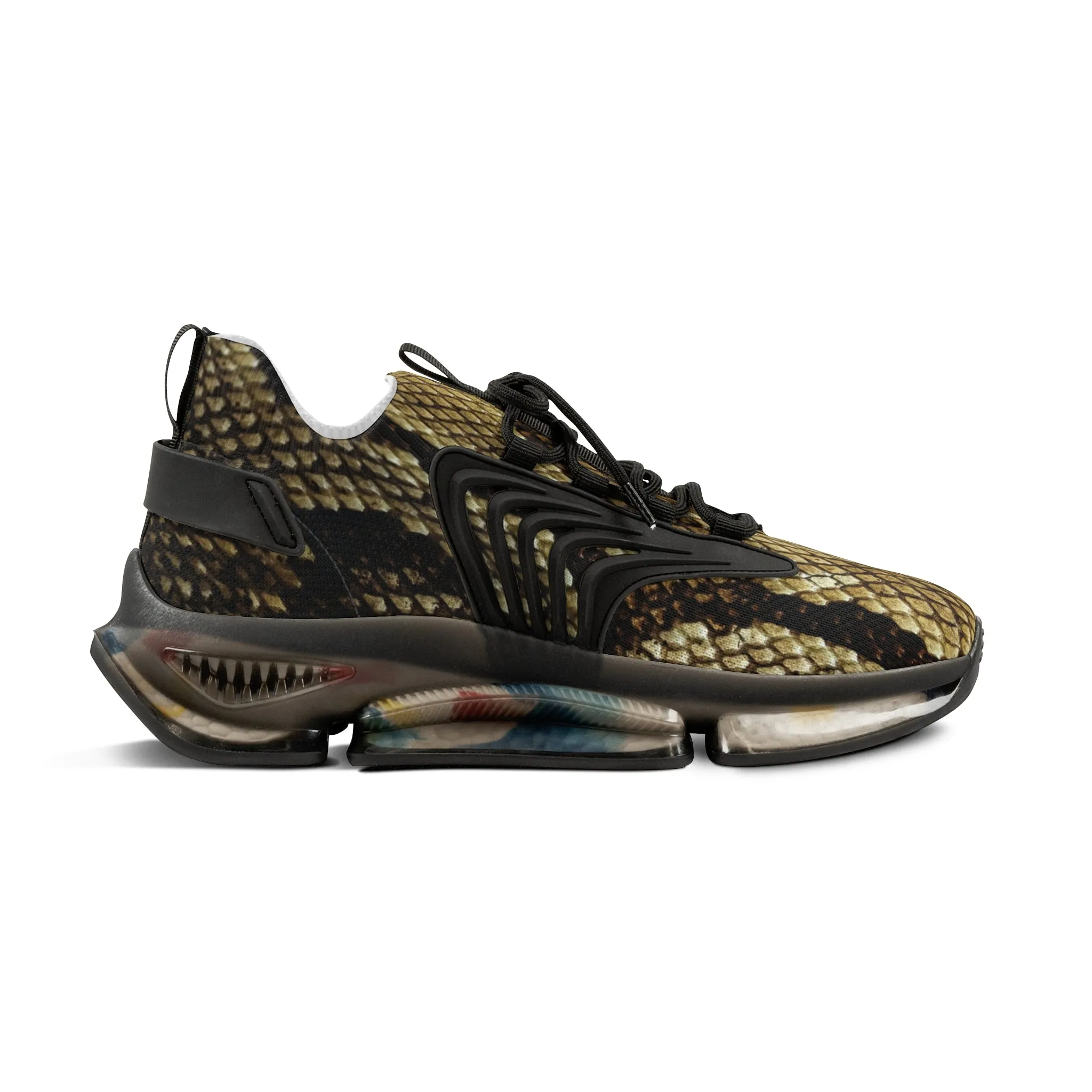 Brown Snake Men's Mesh Sneakers, Snake Print Men's Sneakers Best Comfy Men's Mesh Sports Sneakers Shoes (US Size: 5-12)