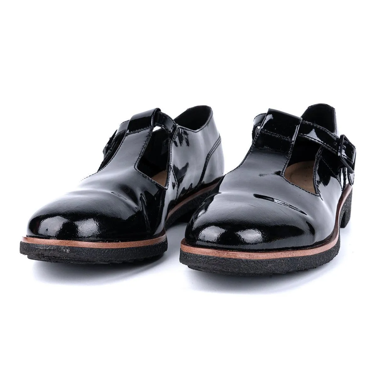 Clarks Griffin Town Tbar Ballerinas Patent Leather Black Colour For Women