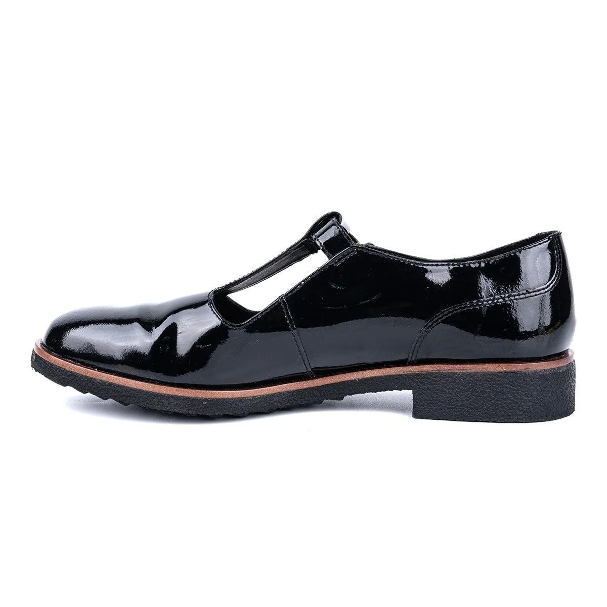 Clarks Griffin Town Tbar Ballerinas Patent Leather Black Colour For Women