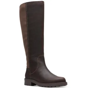 Clarks Womens Opal Glow Faux Leather Knee-High Boots