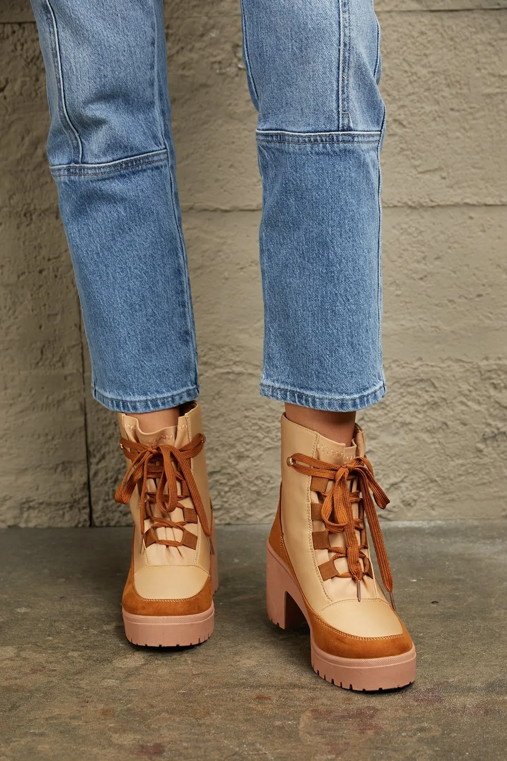 Corp Lace Up Lug Booties