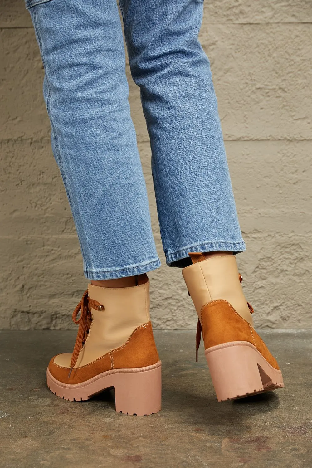 Corp Lace Up Lug Booties