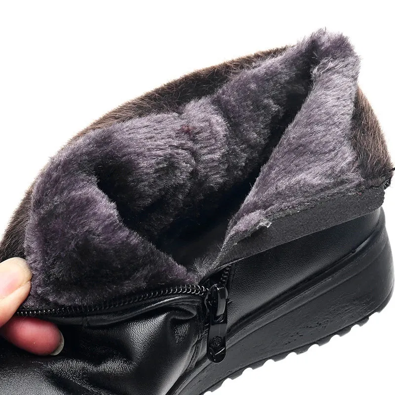 Cuzcare Orthopedic Snow Boots Women Leather Ankle Shoes