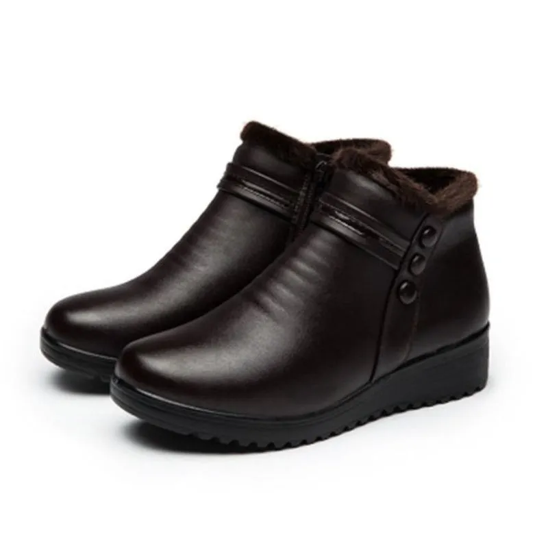 Cuzcare Orthopedic Snow Boots Women Leather Ankle Shoes