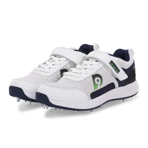 Dnine Warrior-2 Bowling Spikes Cricket Shoes with Free Socks –Blue/White, Superior Traction & Comfort for Bowlers