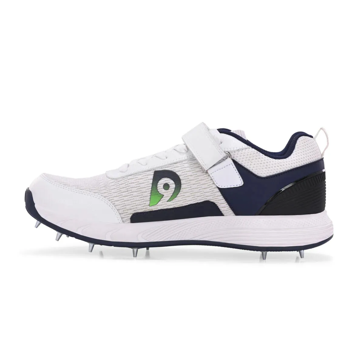 Dnine Warrior-2 Bowling Spikes Cricket Shoes with Free Socks –Blue/White, Superior Traction & Comfort for Bowlers