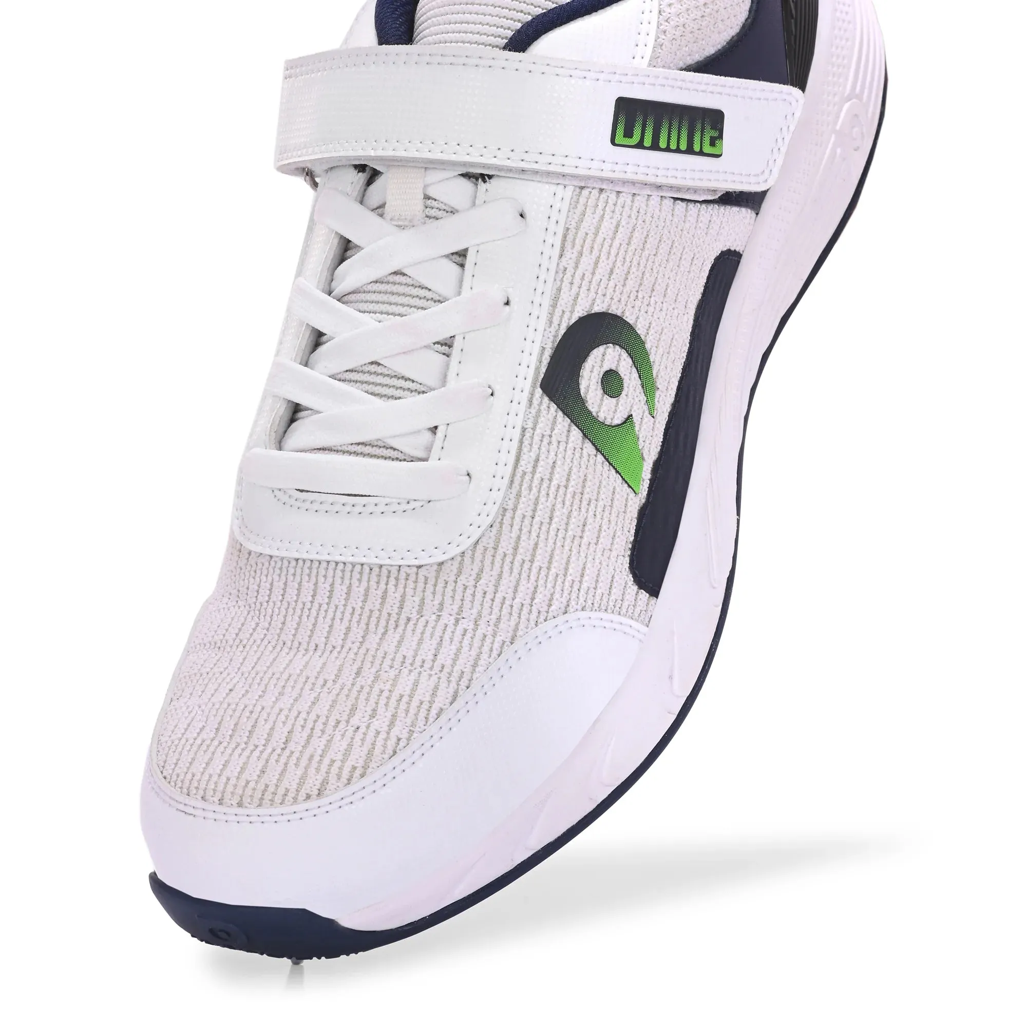 Dnine Warrior-2 Bowling Spikes Cricket Shoes with Free Socks –Blue/White, Superior Traction & Comfort for Bowlers