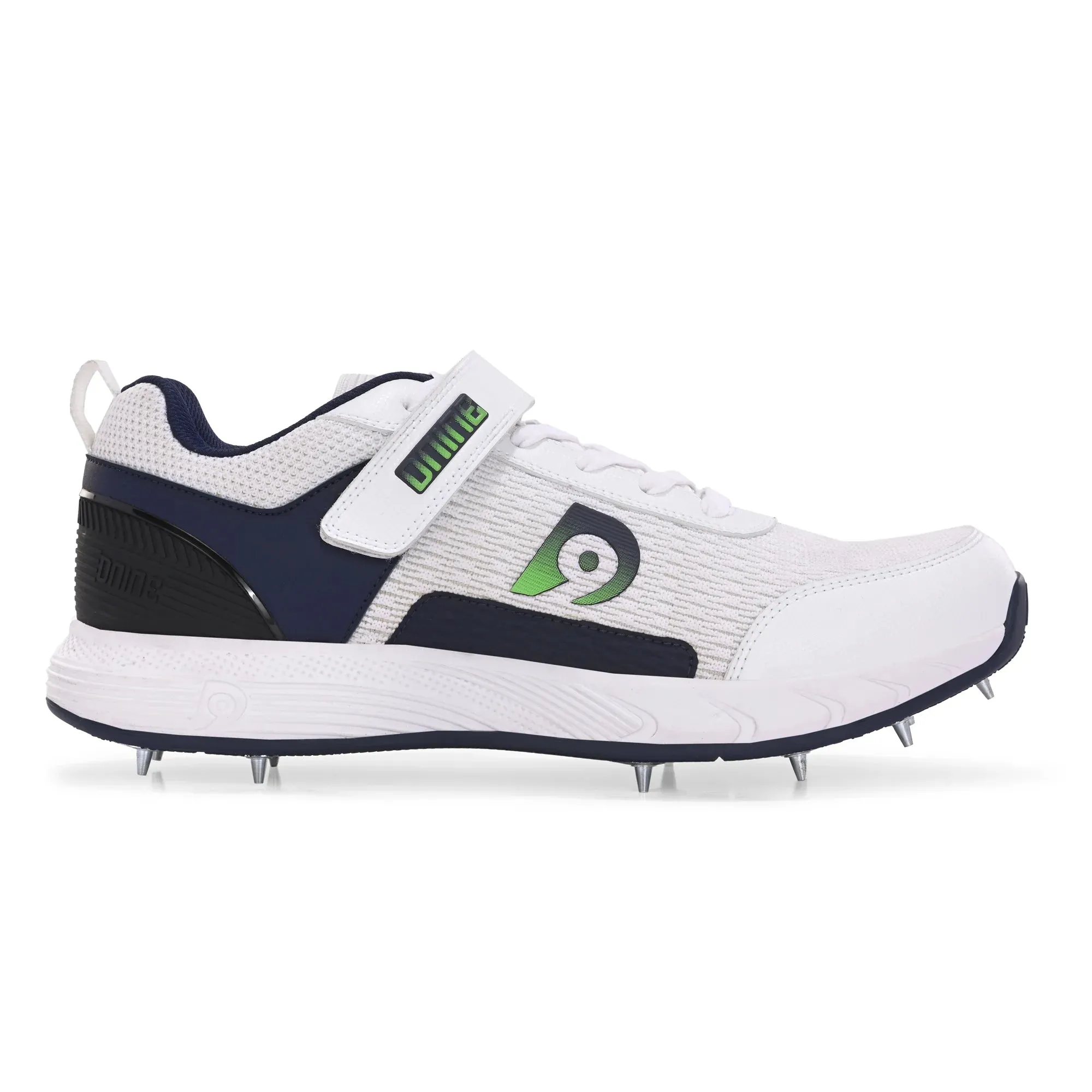 Dnine Warrior-2 Bowling Spikes Cricket Shoes with Free Socks –Blue/White, Superior Traction & Comfort for Bowlers