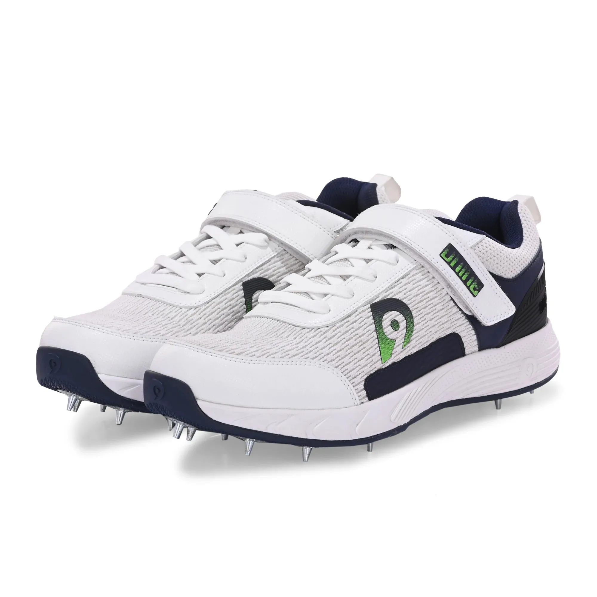 Dnine Warrior-2 Bowling Spikes Cricket Shoes with Free Socks –Blue/White, Superior Traction & Comfort for Bowlers