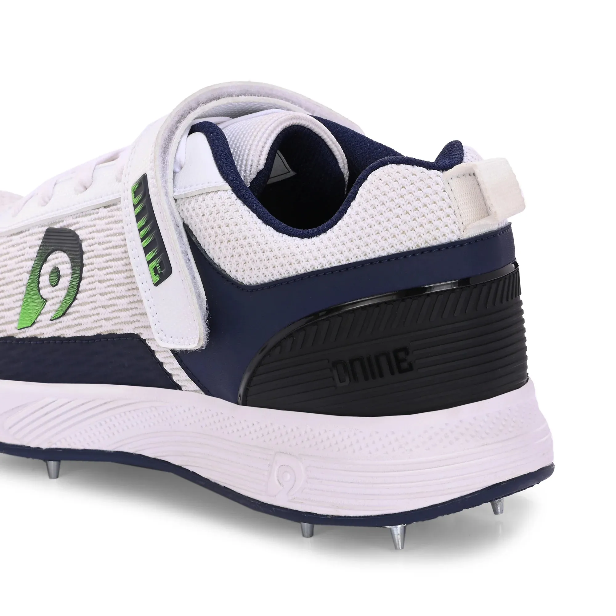 Dnine Warrior-2 Bowling Spikes Cricket Shoes with Free Socks –Blue/White, Superior Traction & Comfort for Bowlers