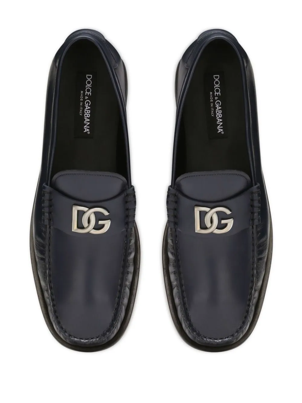 DOLCE & GABBANA Blue Calfskin Leather Loafers for Men