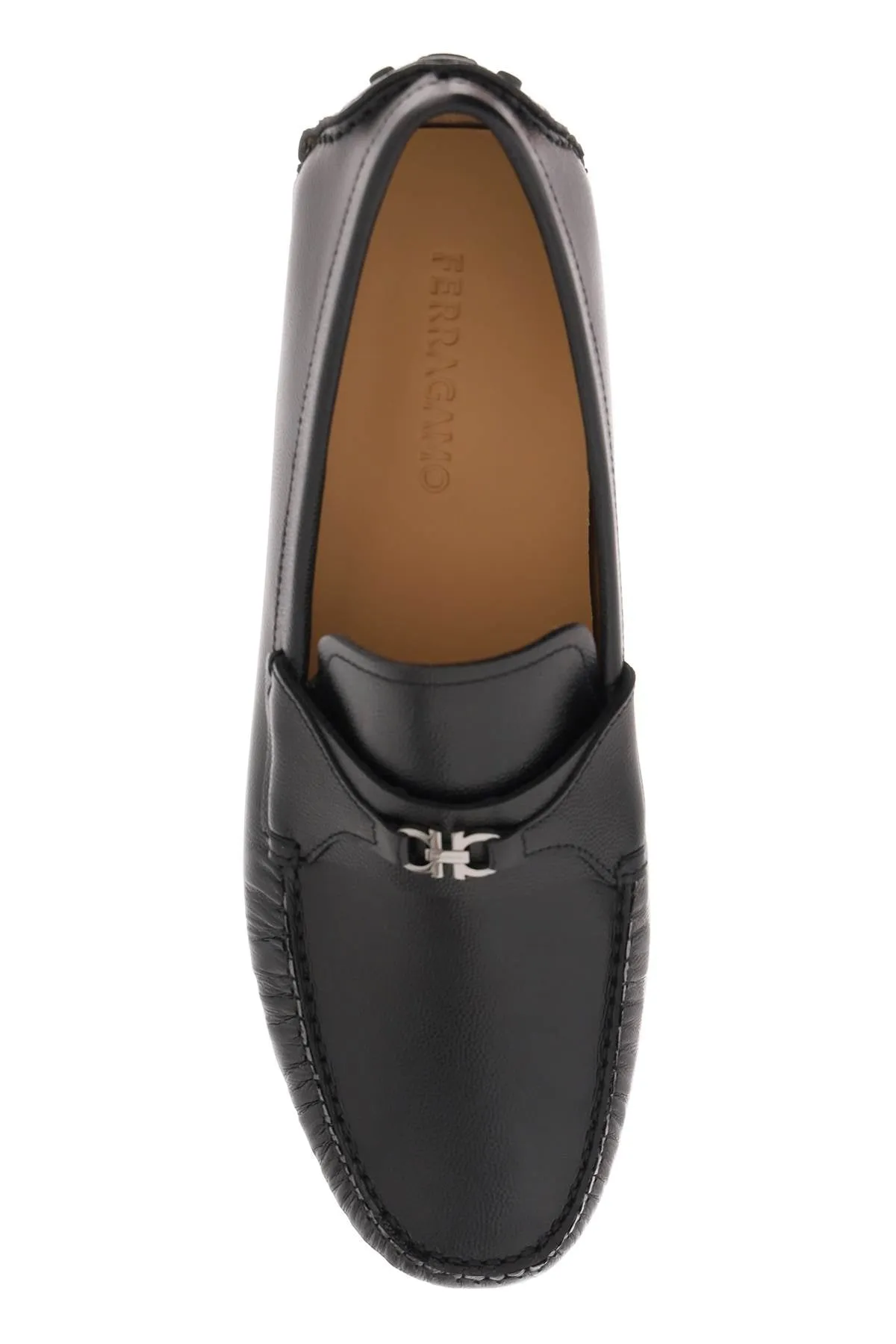 Ferragamo Men's Black Gancini Hook Loafers for SS24