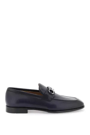 Ferragamo Navy Gancini Hook Loafers for Men
