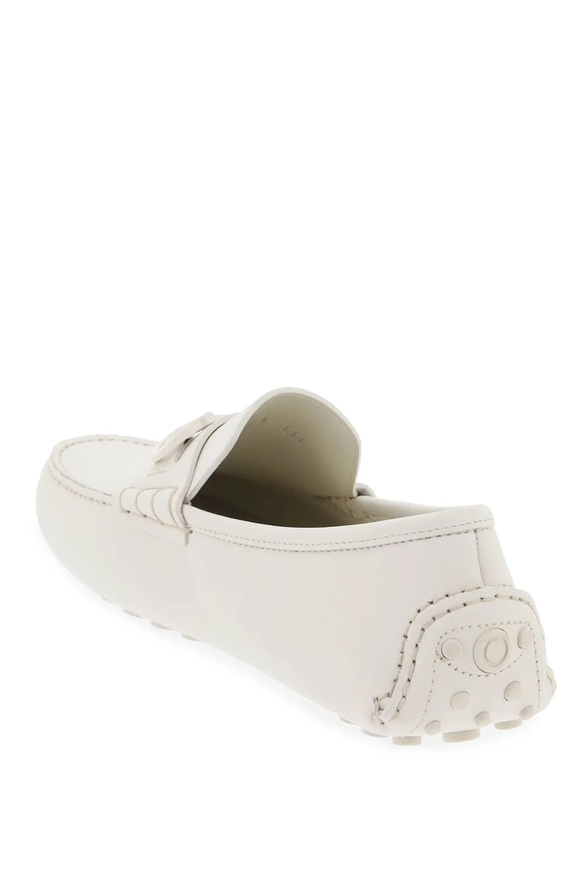 Ferragamo White Leather Loafers with Iconic Gancini Hook Detail for Men