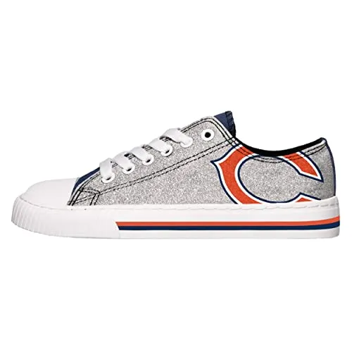 FOCO Chicago Bears NFL Womens Glitter Low Top Canvas Shoes - 10