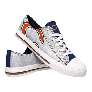 FOCO Chicago Bears NFL Womens Glitter Low Top Canvas Shoes - 10