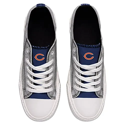 FOCO Chicago Bears NFL Womens Glitter Low Top Canvas Shoes - 10