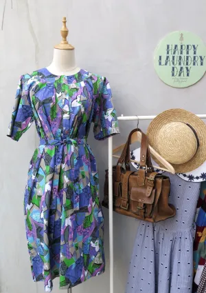 Geraldine | Vintage 1980s 1990s Geometric print Abstract pop art Loose fit shift dress