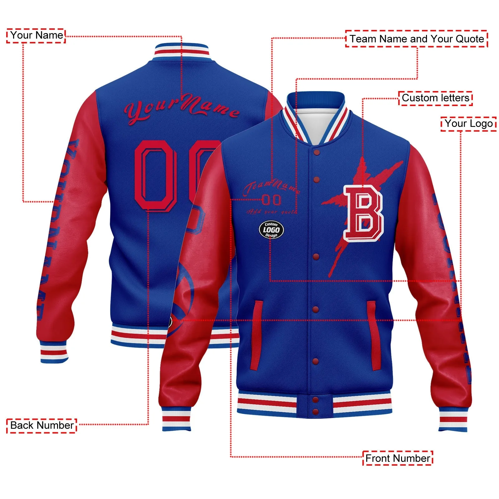 Gift Ideas,Custom Blue Red Buffalo Jacket and Sports Shoes Combo Offer Personalized Combo ZH-D020294-4