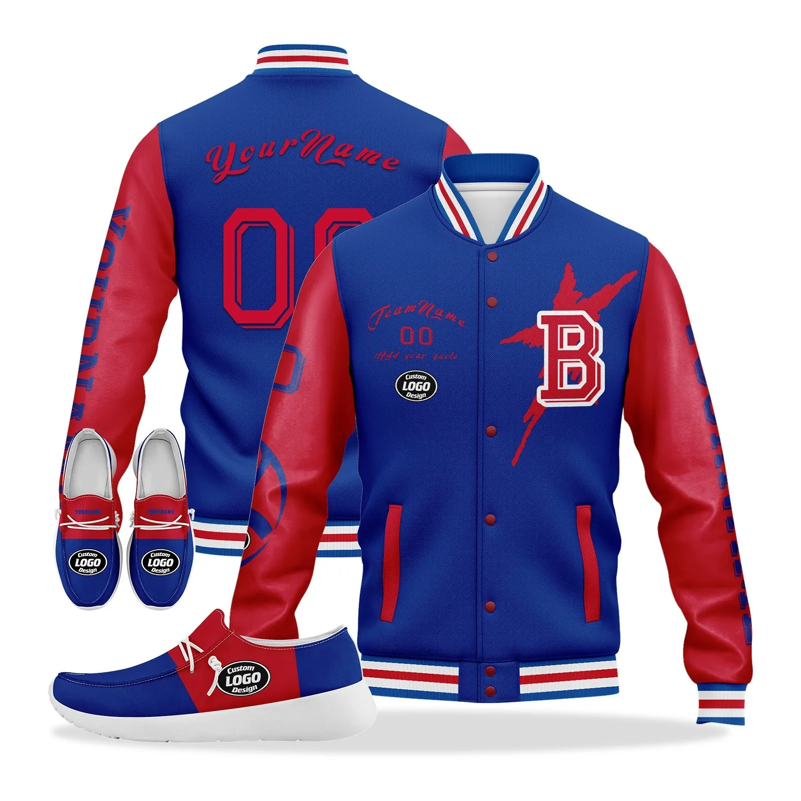 Gift Ideas,Custom Blue Red Buffalo Jacket and Sports Shoes Combo Offer Personalized Combo ZH-D020294-4