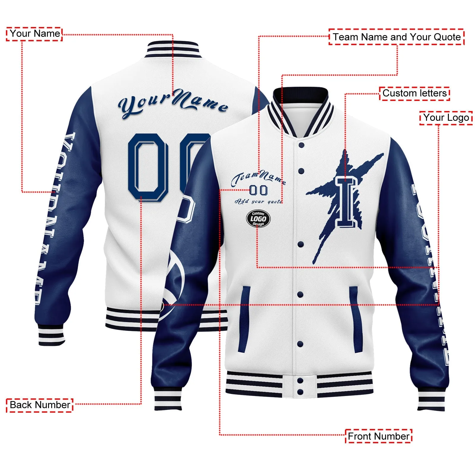 Gift Ideas,Custom White Blue Indianapolis Jacket and Sports Shoes Combo Offer Personalized Combo ZH-D020294-14