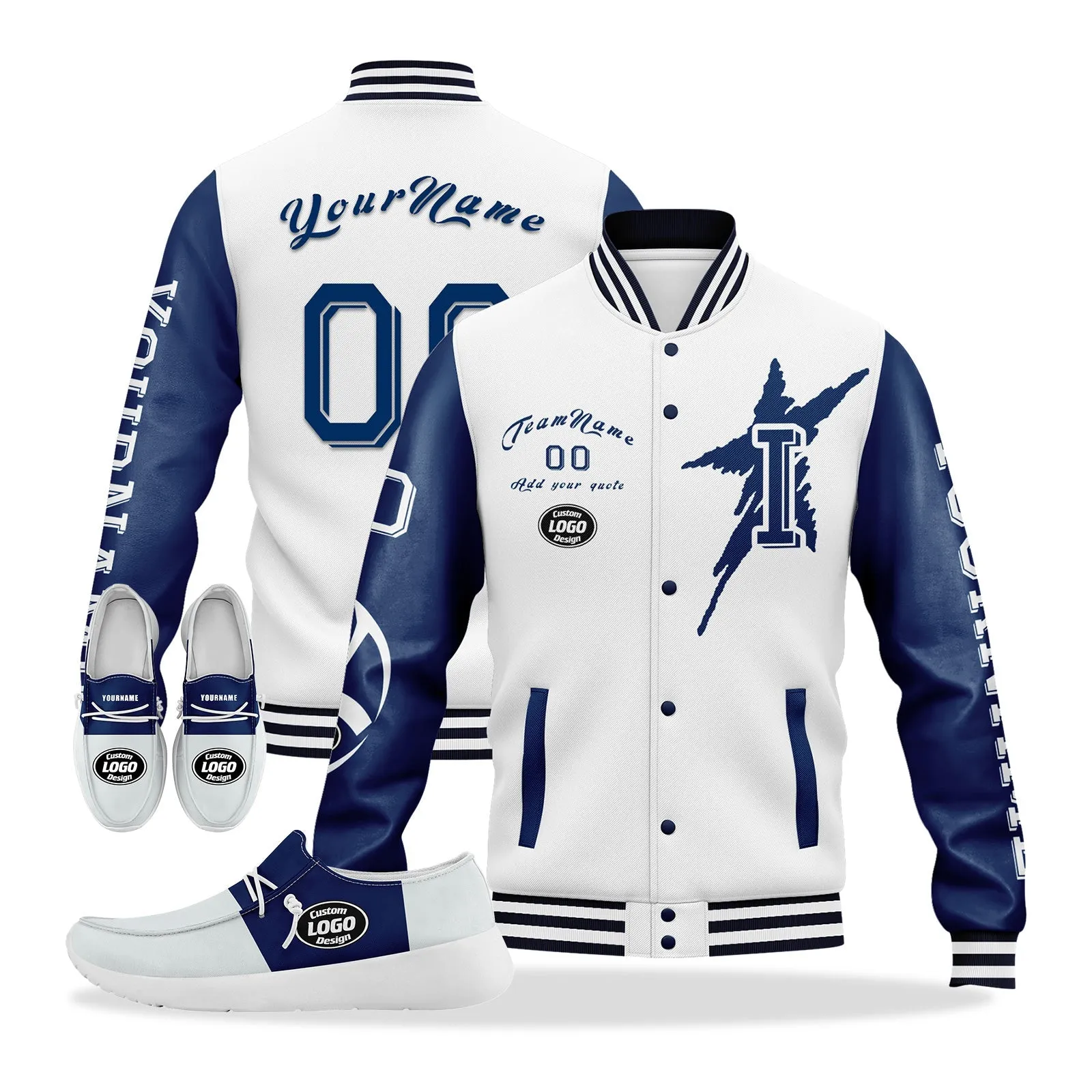 Gift Ideas,Custom White Blue Indianapolis Jacket and Sports Shoes Combo Offer Personalized Combo ZH-D020294-14