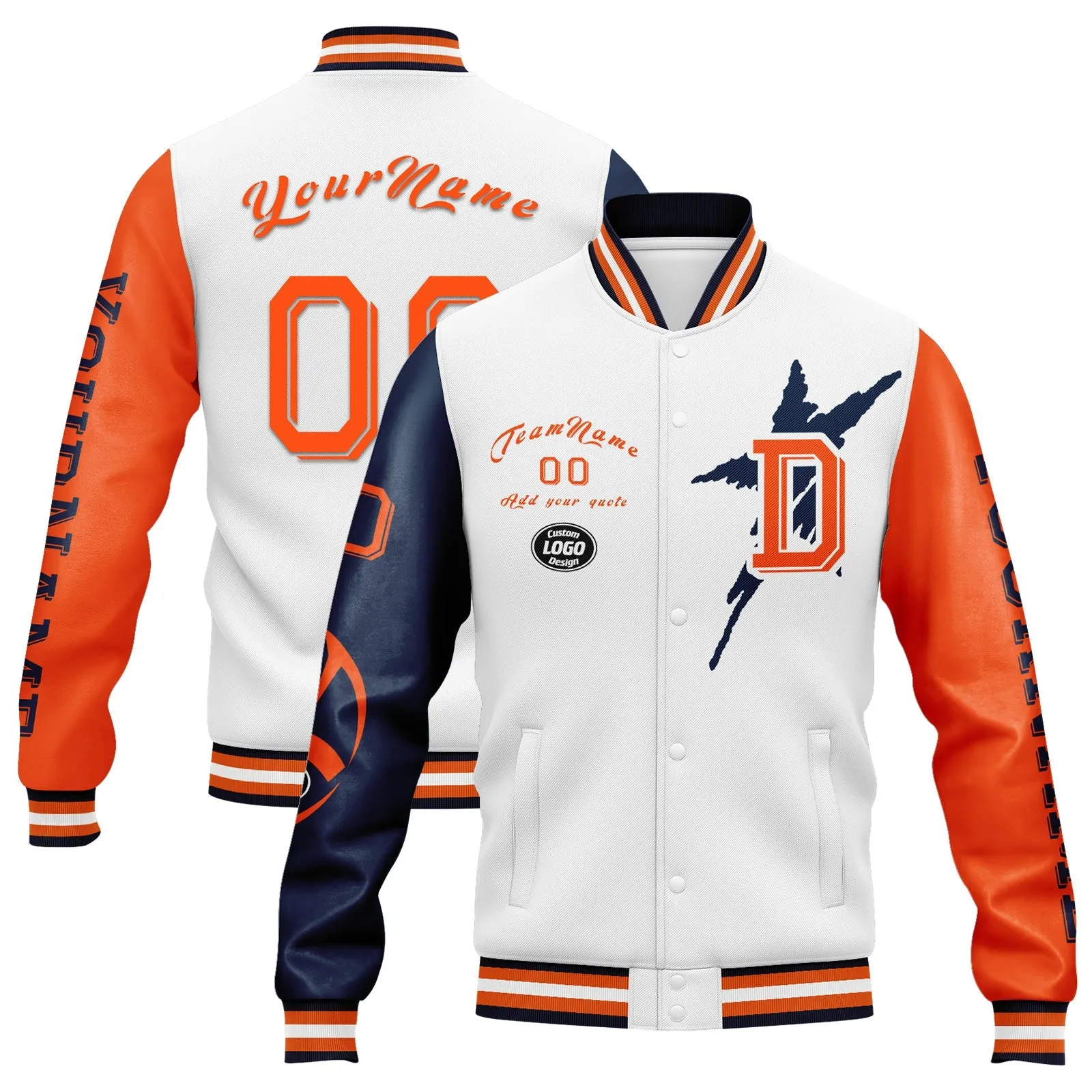 Gift Ideas,Custom White Orange Blue Denver Jacket and Sports Shoes Combo Offer Personalized Combo ZH-D020294-10