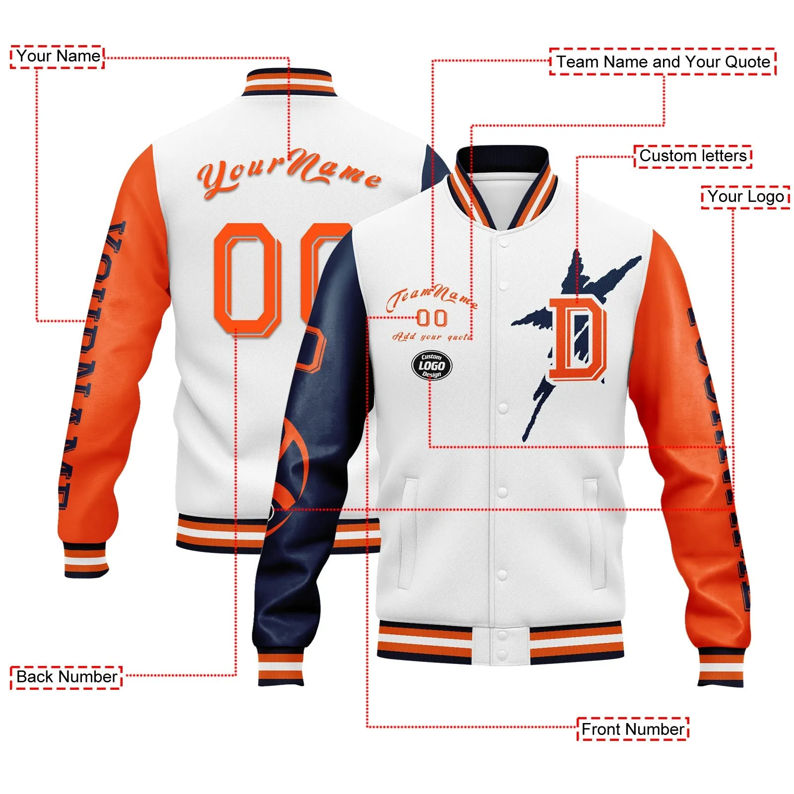 Gift Ideas,Custom White Orange Blue Denver Jacket and Sports Shoes Combo Offer Personalized Combo ZH-D020294-10