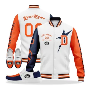 Gift Ideas,Custom White Orange Blue Denver Jacket and Sports Shoes Combo Offer Personalized Combo ZH-D020294-10