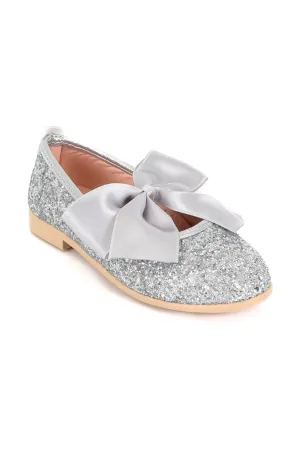 Girls Sequin Ballerina Flat Pumps - LOLA - Silver