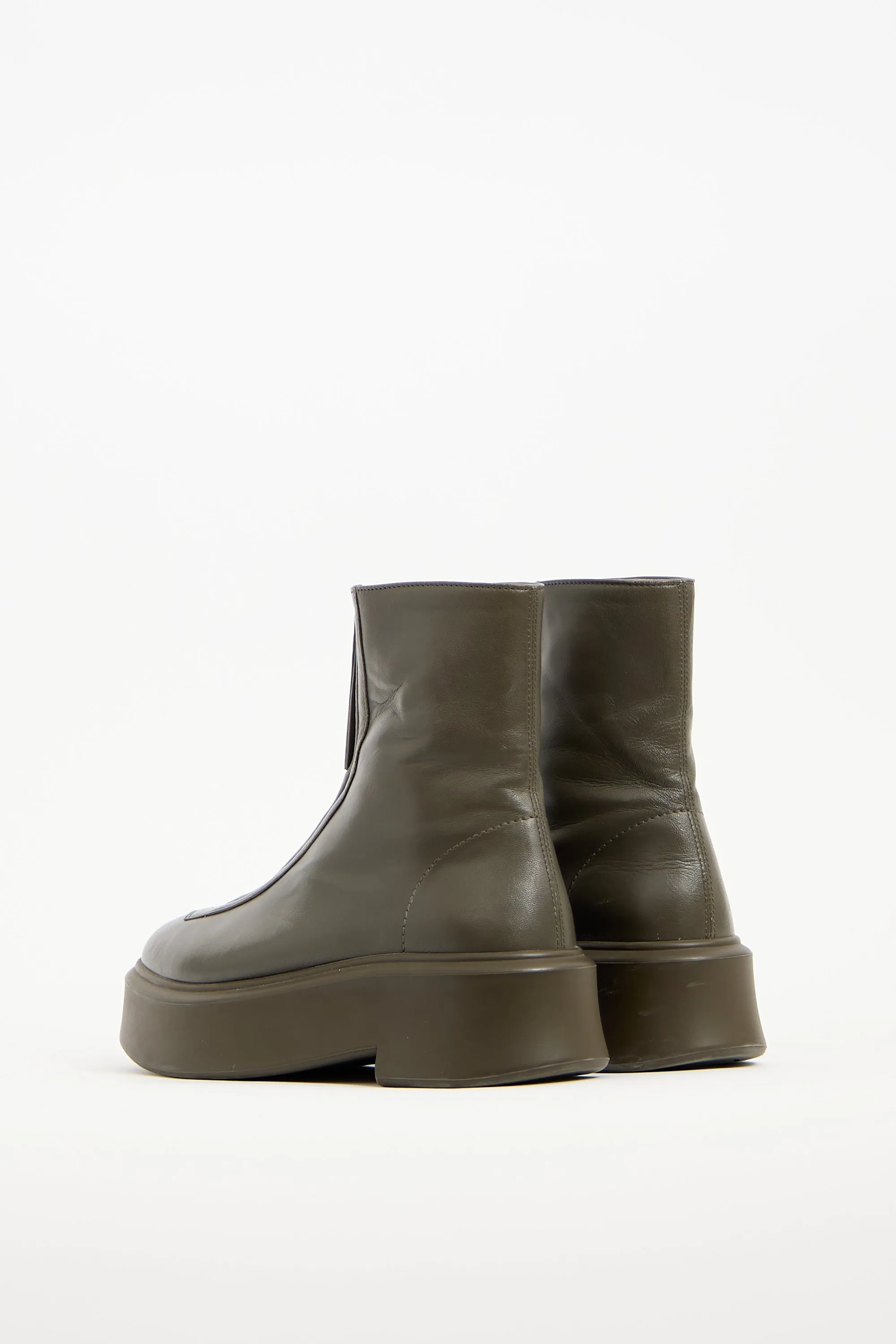 Green Leather Zip Platform Boot