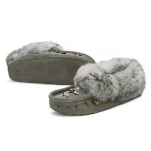 Grey: Fur Trimmed Moccasin