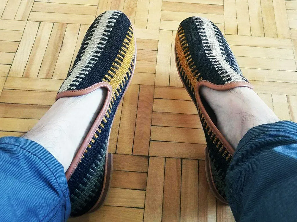 Handwoven Wool Kilim Men's Loafer (Demir) Size 41 (8)