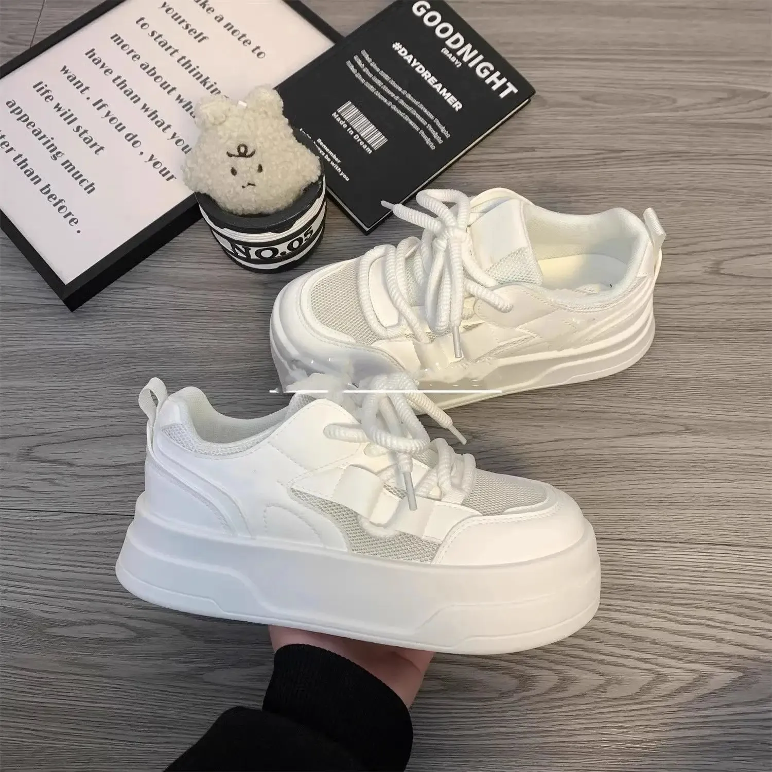 Hnzxzm Women's Sports Shoes Platform Sneakers Vulcanize Skateboard Tennis Female Flats Casual Korean Footwear Summer 2024