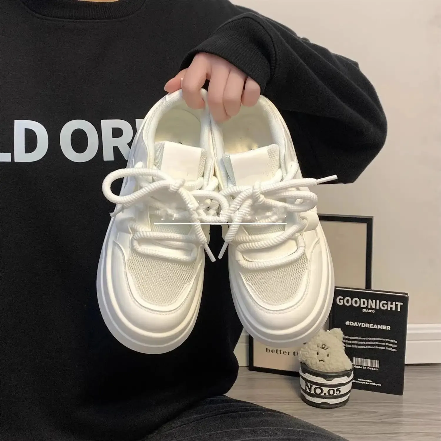 Hnzxzm Women's Sports Shoes Platform Sneakers Vulcanize Skateboard Tennis Female Flats Casual Korean Footwear Summer 2024