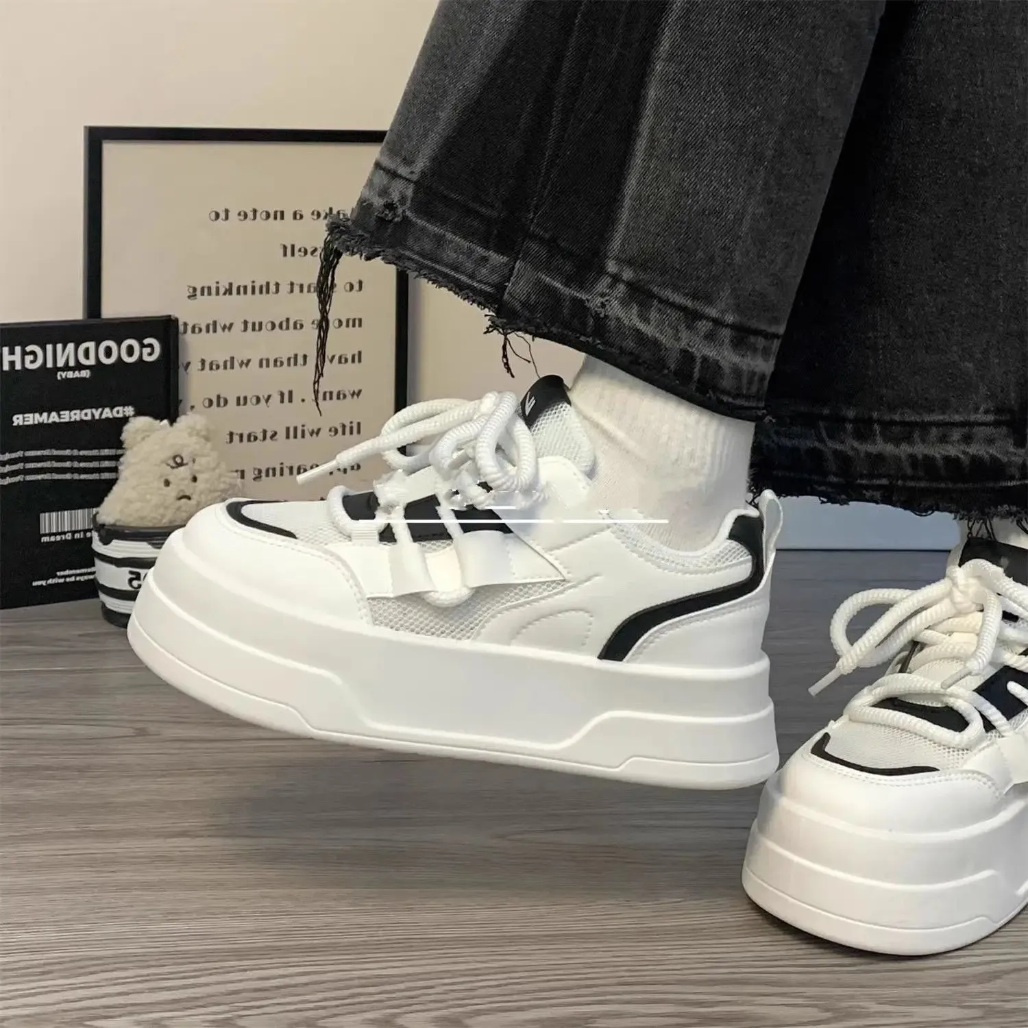 Hnzxzm Women's Sports Shoes Platform Sneakers Vulcanize Skateboard Tennis Female Flats Casual Korean Footwear Summer 2024