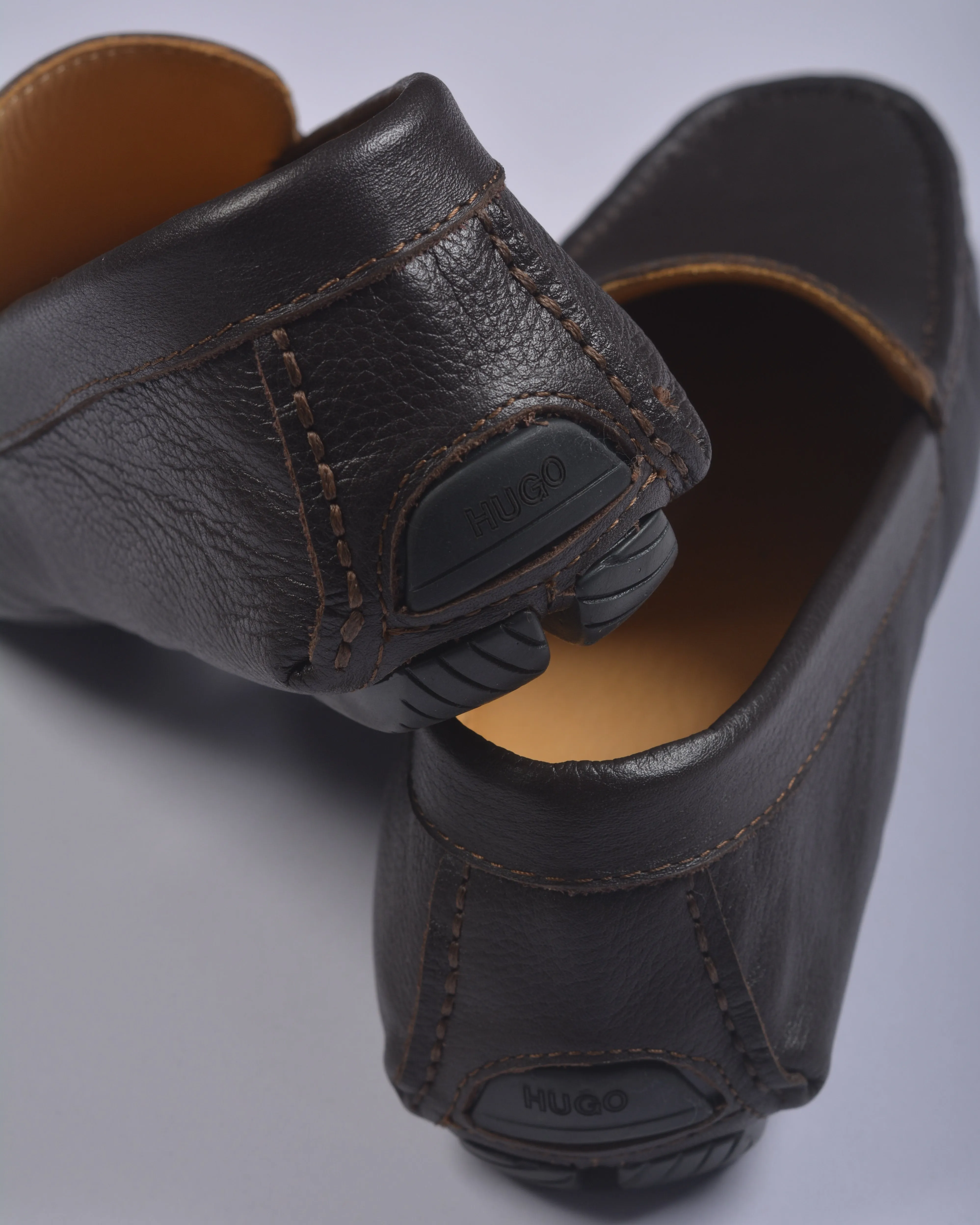 HUGO BOSS SUEDE SLIP-ON MOCCASINS NEW BROWN