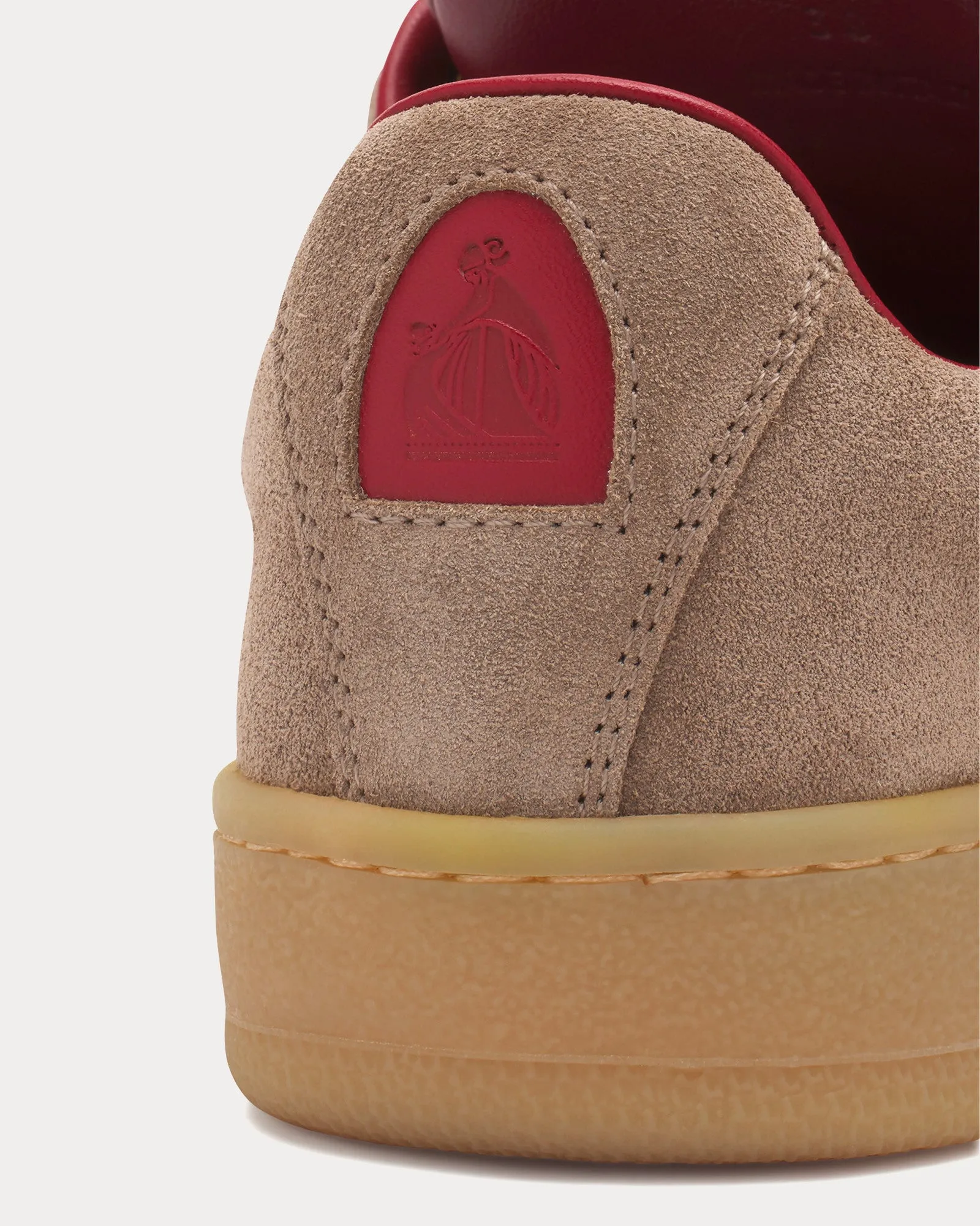 Hyper Curb Lite Leather & Suede Taupe / Red Low Top Sneakers